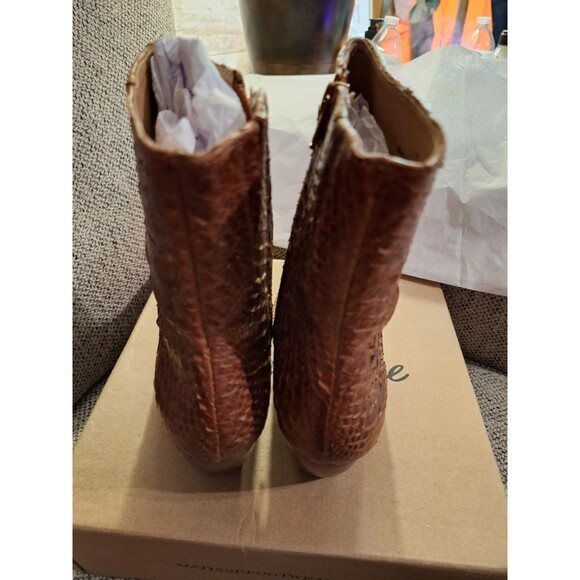 Matisse Caty Snake Pointed Toe Cowboy Zippered Booties Womens BROWN Casual Boots - Picture 4 of 16